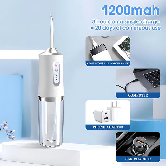 Rechargeable Portable Oral Irrigator - Your Ultimate Dental Care Companion with 3 Jet Nozzles for a Sparkling Smile