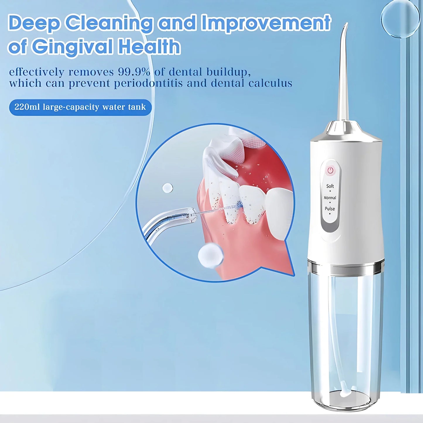 Rechargeable Portable Oral Irrigator - Your Ultimate Dental Care Companion with 3 Jet Nozzles for a Sparkling Smile