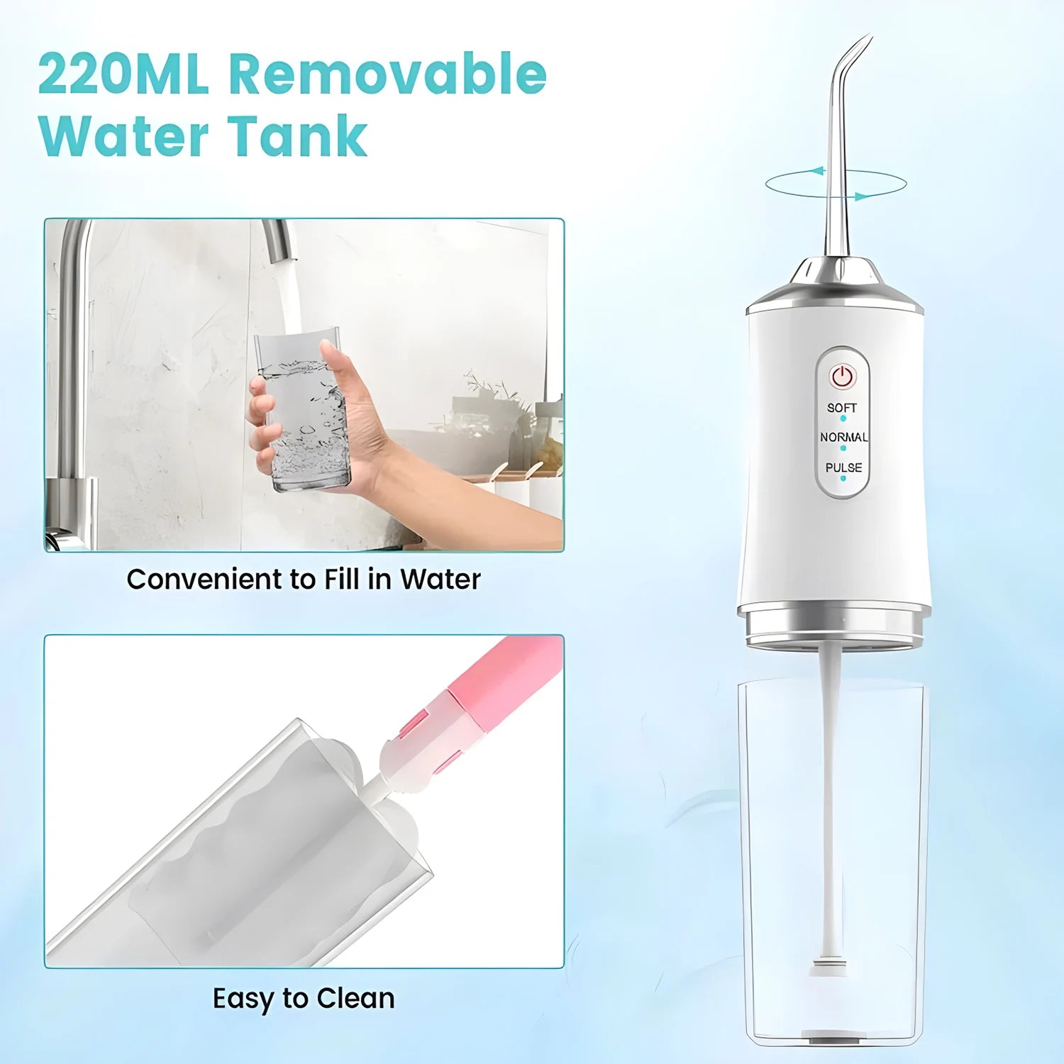Rechargeable Portable Oral Irrigator - Your Ultimate Dental Care Companion with 3 Jet Nozzles for a Sparkling Smile