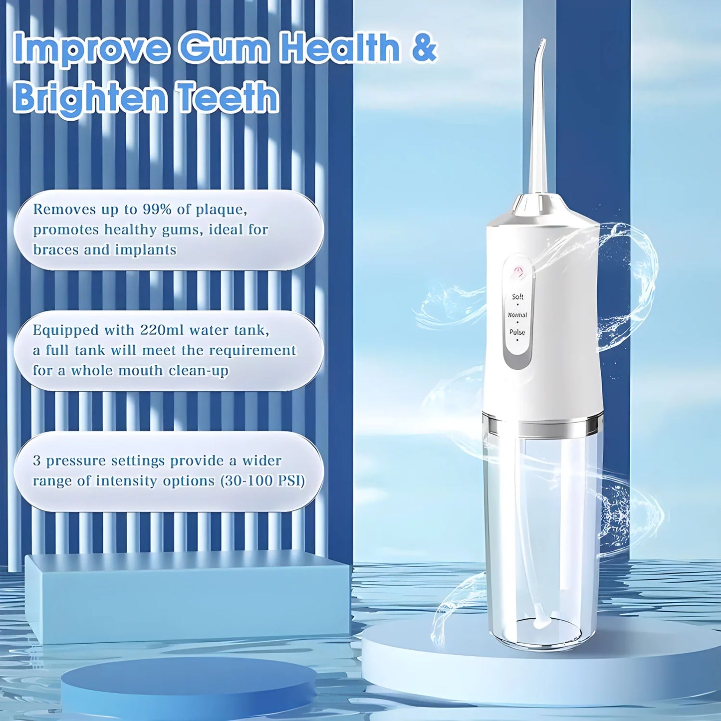 Rechargeable Portable Oral Irrigator - Your Ultimate Dental Care Companion with 3 Jet Nozzles for a Sparkling Smile